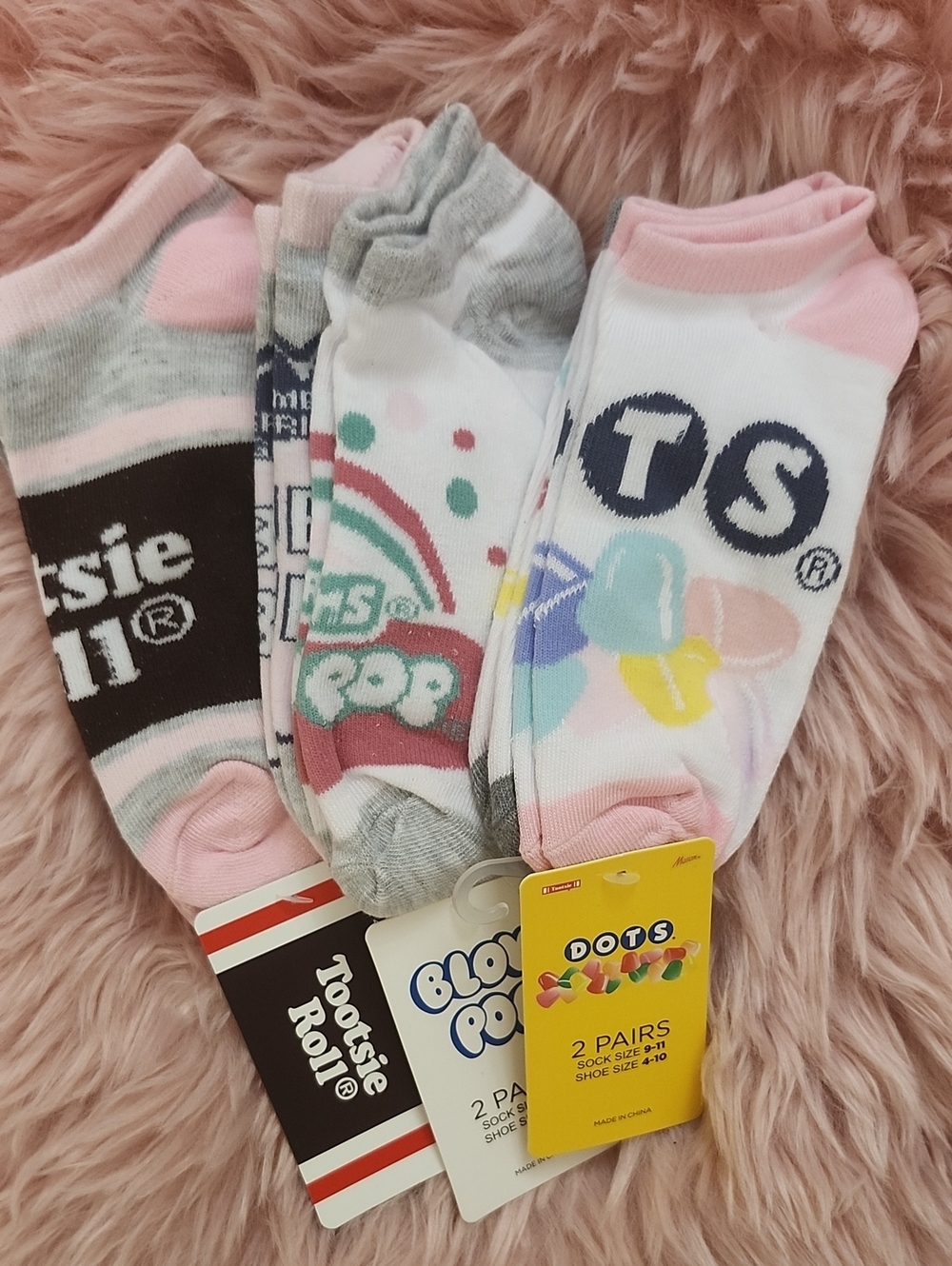 Brand New ASSORTED FUN CONFECTIONARY DESIGNS LADIES NO SHOW SOCKS-6CT.